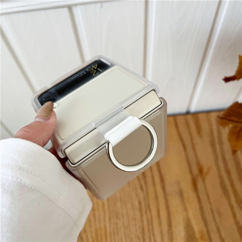 Ốp Điện Thoại PC Mềm Trong Suốt Chống Rơi Có Vòng Đỡ Gập Gọn Cho Samsung Galaxy Zflip 3 Zflip 4