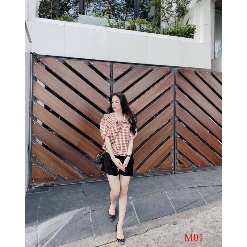 ⭕️ Áo sơ mi kẻ cổ bèo siêu xinh. Size S M