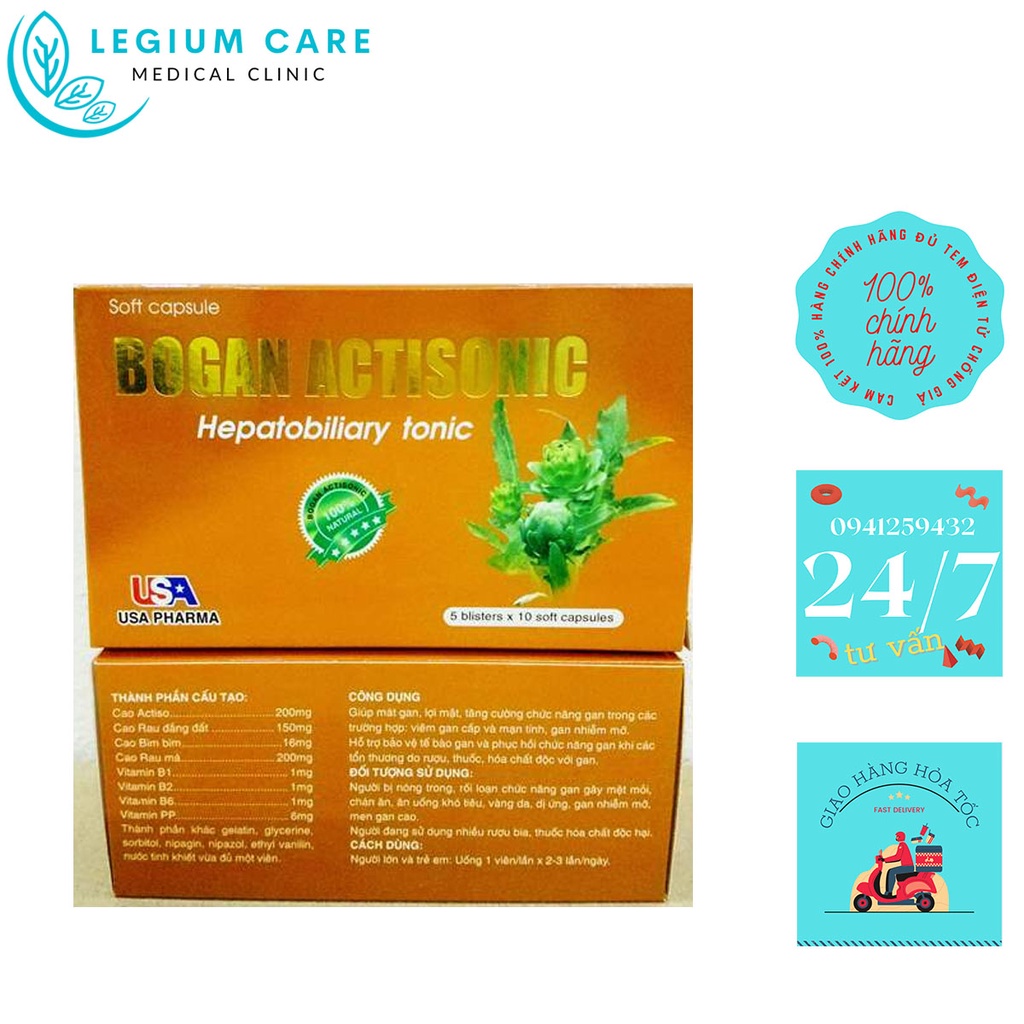 VIÊN UỐNG BỔ GAN ACTISONIC - NHUẬN GAN - LỢI MẬT - BOGANIC - HỘP 50 VIÊN