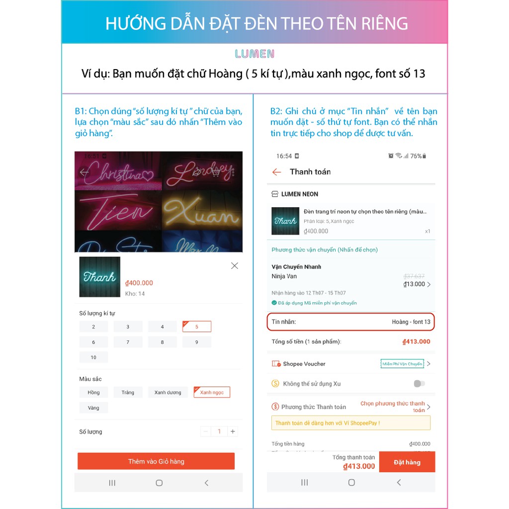 Đèn LED neon chữ theo tên riêng  - LUMEN - Đèn Neon Sign
