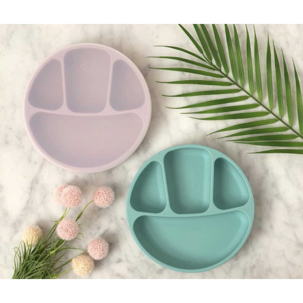Khay Silicon ăn dặm AGAFURA Hàn Quốc (có đế hút chống lật và nắp đậy)