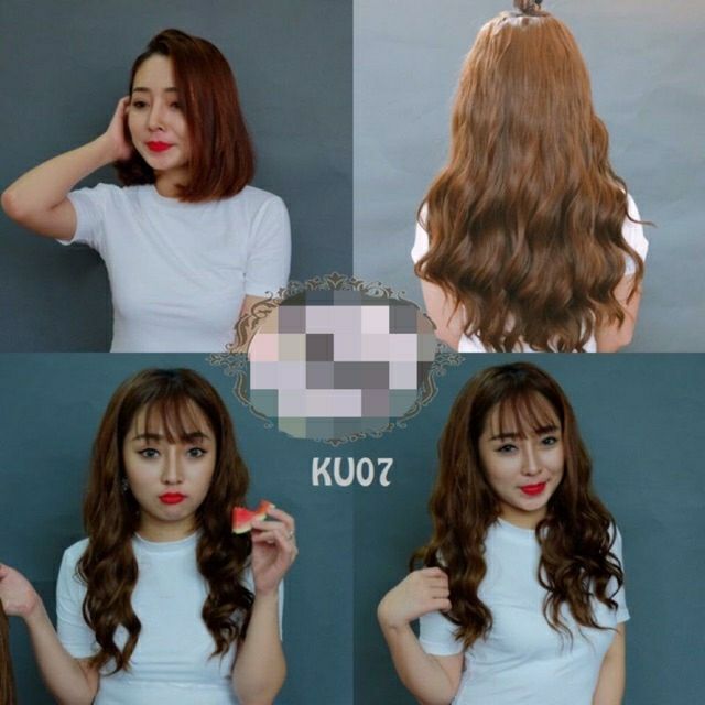 Tóc giả kẹp U xoăn sóng