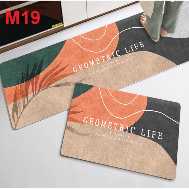 Thảm bếp, thảm chùi chân, nhiều hoa văn họa tiết bằng vải nỉ, bám sàn thấm nước tốt