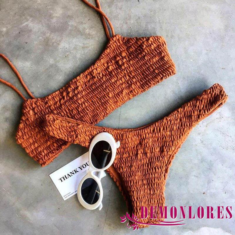Set đồ bơi 2 mảnh màu trơn thời trang quyến rũ cho nữ