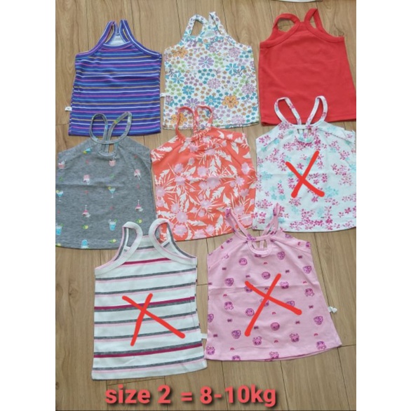 Áo cotton 2 dây vải xuất dư cho bé gái 8-17kg