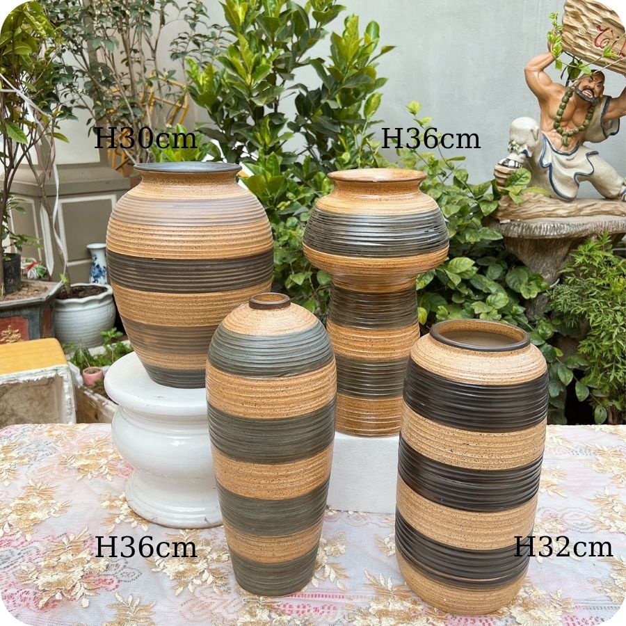 Lọ hoa decor ⚱ Gốm Sứ Bát Tràng ⚱ bình gốm cắm hoa trang trí nhà cửa men khô TT 10.