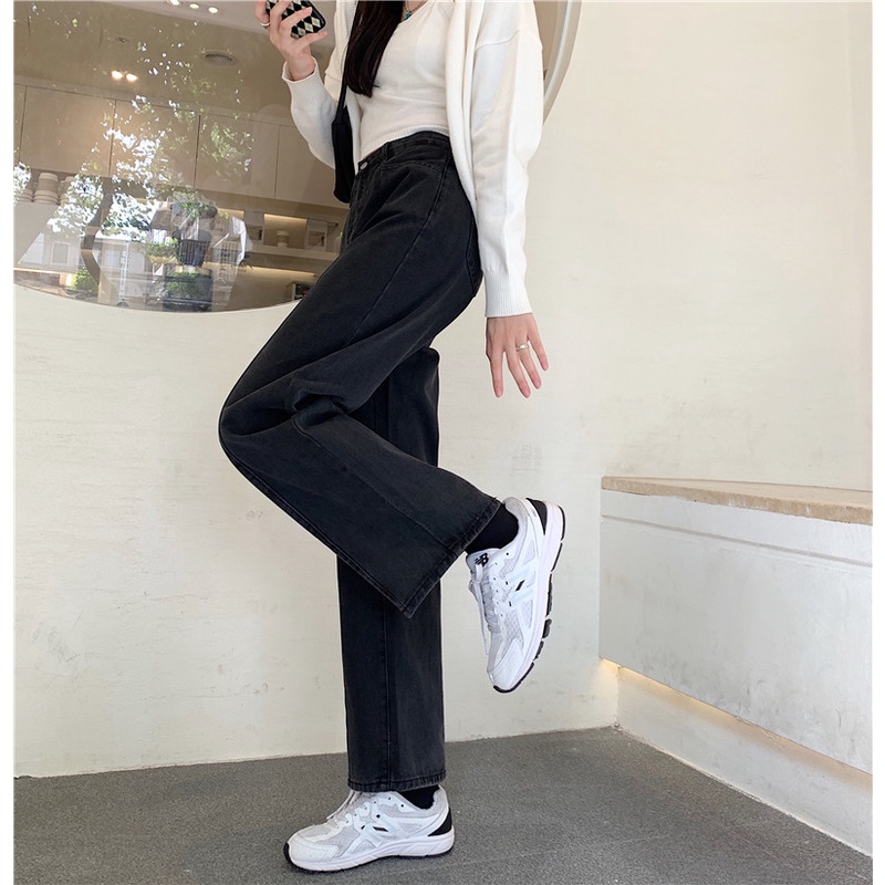 Quần jean SUXI ống rộng lưng cao dễ phối đồ thời trang xuân thu cho nữ