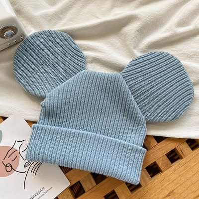 Mũ Len Dệt Kim Màu Trơn Đính Tai Chuột Mickey Dễ Thương Kiểu Hàn Quốc Thời Trang Thu Đông Cho Các Cặp Đôi