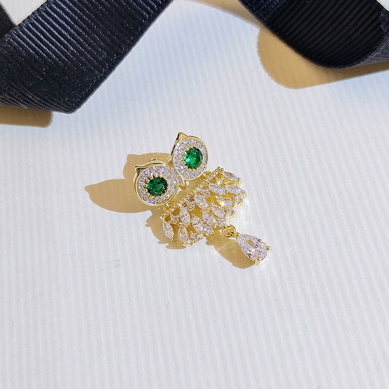 Ghim Cài Áo Hình Cú Mèo Đính Đá Zircon Dễ Thương
