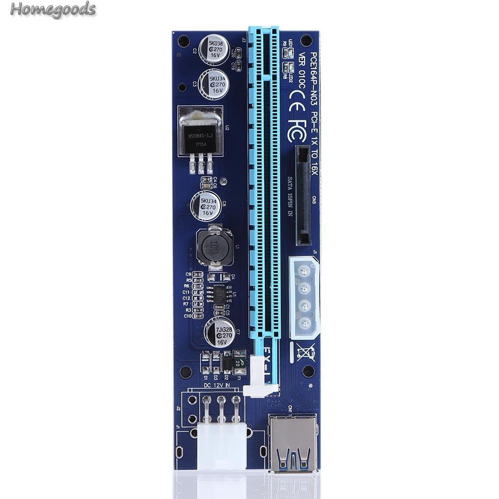 Card Chuyển Đổi Home-6 Pin Pci Express Riser Card 1x Sang 16x Usb 3.0 Kèm Dây Cáp