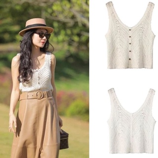 Áo len lưới nữ đan móc sát nách cúc gỗ siêu xinh dễ mix đồ fizano m1.186