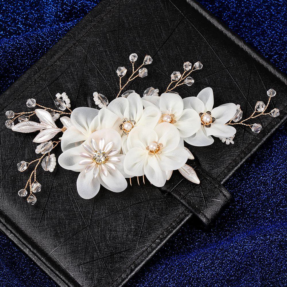 Lược Cài Tóc Đính Hoa Trắng Ngọc Trai Thời Trang|Kẹp Cô Dâu