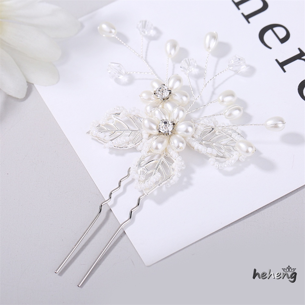 Trâm Cài Tóc Chữ U Hình Chiếc Lá Đính Ngọc Trai Giả Thời Trang Dành Cho Nữ