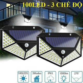 Đèn năng lượng mặt trời solar 100 bóng led, cảm biến chuyển động chống nước tuyệt đối