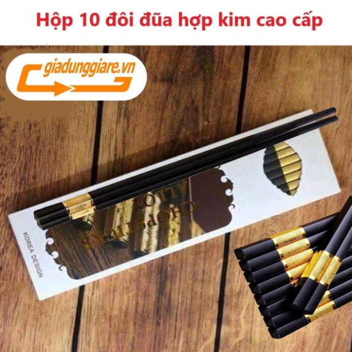 Hộp 10 đôi đũa hợp kim cao cấp Hàn Quốc chịu nhiệt độ cao, chống trơn trượt, chống mốc, không mối mọt và độ bền cao