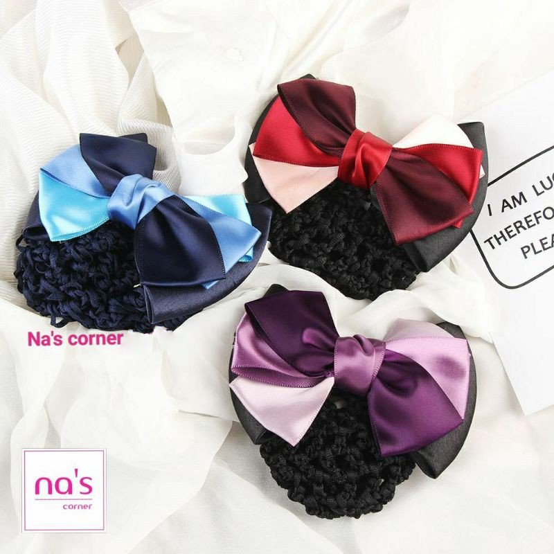 Kẹp lưới bới tóc búi tóc viền 3 màu sang trọng