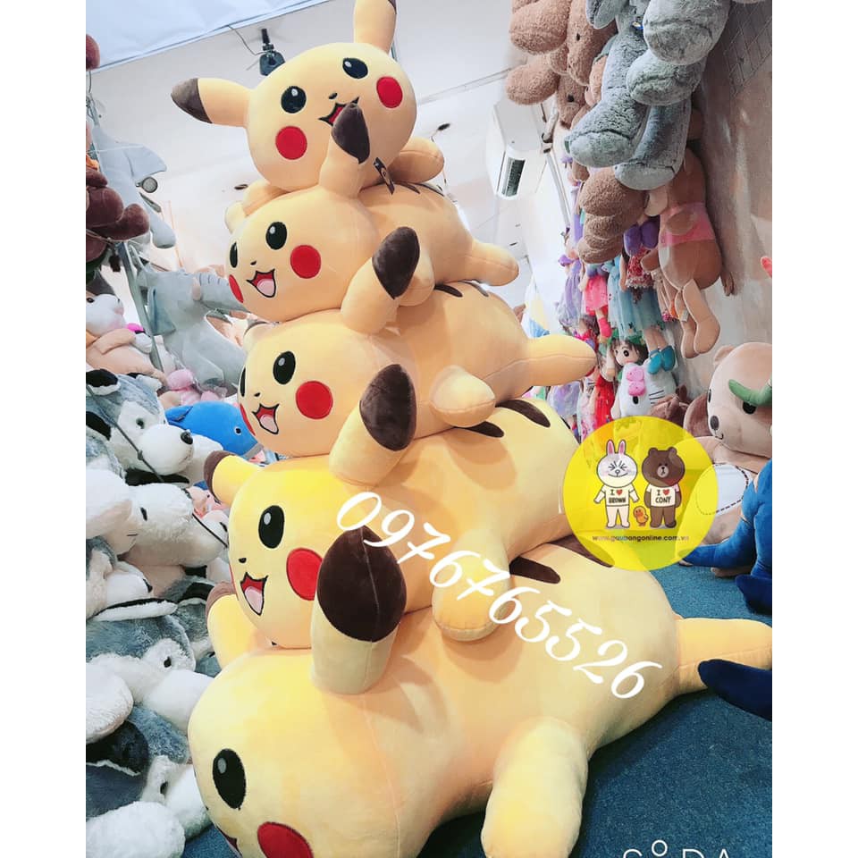 Gấu bông gối ôm pikachu dáng dài kích thước 55cm-70cm-1m-1m2 MINO