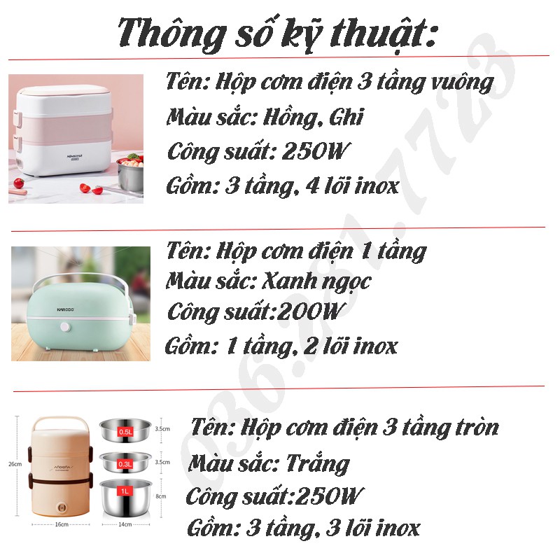 Hộp Cơm Điện Văn Phòng - Hộp Cơm Cắm Điện Giữ Nhiệt Công Suất 250W - BH 6 Tháng