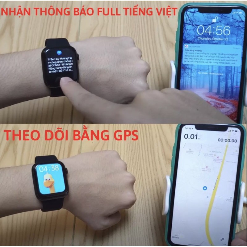 Đồng Hồ Thông Minh HW12 Seri 6 Tiếng Việt Thay ảnh Thay dây Nghe gọi Núm xoay Cảm ứng siêu mượt