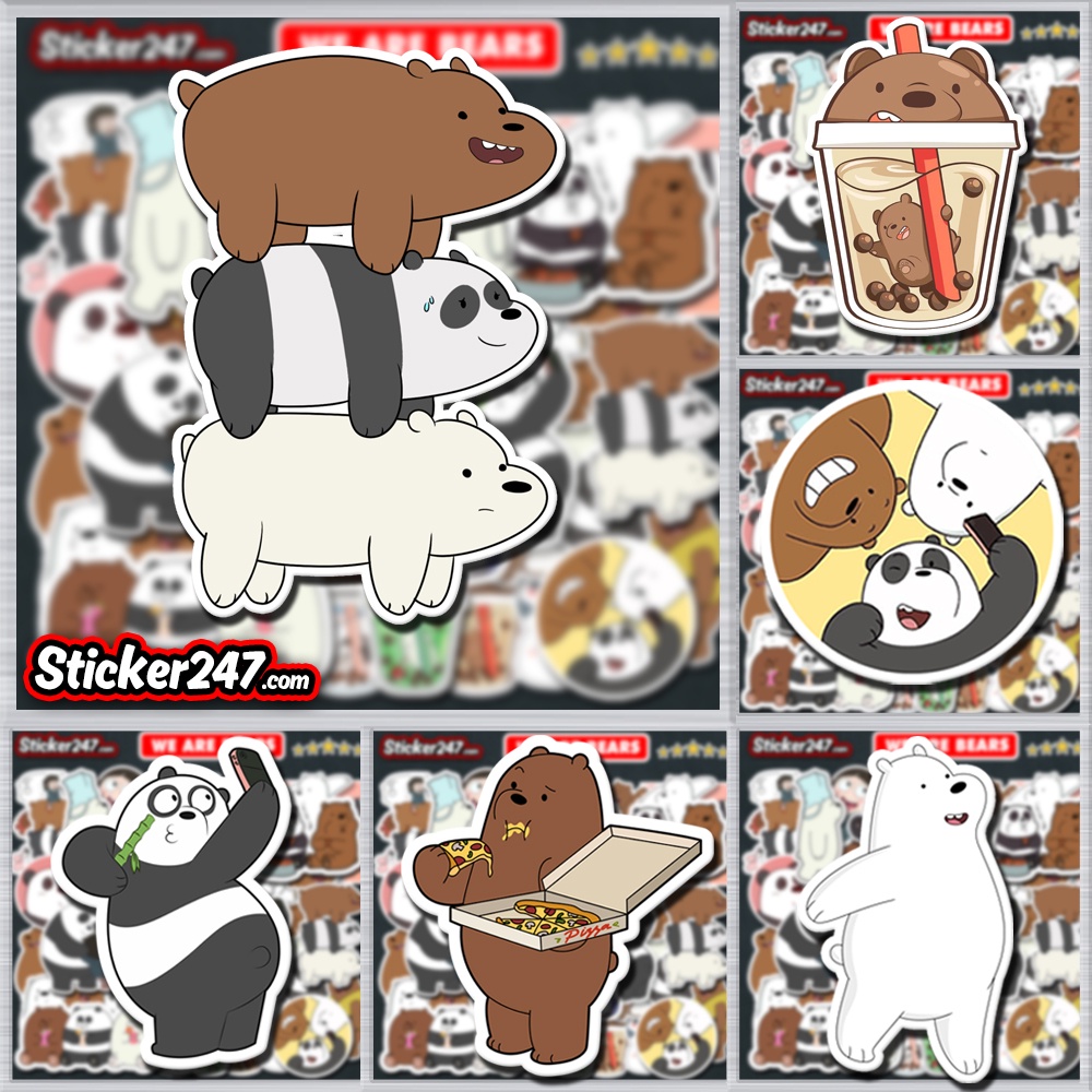 Sticker We Bare Bears 𝑭𝒓𝒆𝒆𝒔𝒉𝒊𝒑 Sticker Dán Mũ Bảo Hiểm Chúng Tôi Đơn Giản Là Gấu - Hình Dán Chống Nước Cao Cấp