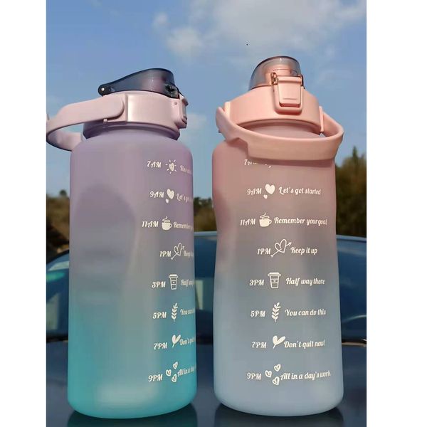 Bình nước 2 lít cute chia vạch nhắc nhở bình đựng nước , có vòi tập gym thể thao .TẶNG Sticker trang trí