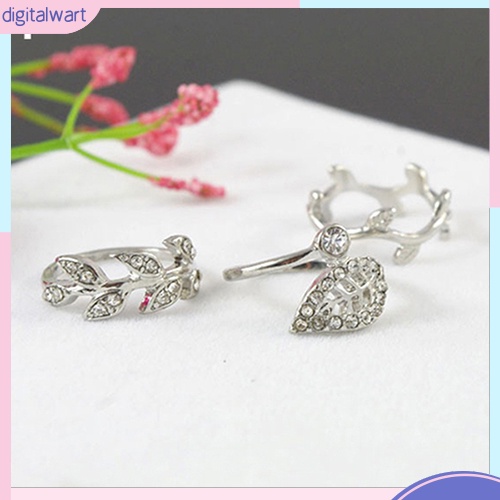 Bộ 3 nhẫn đeo khớp ngón tay hình lá dát đá sáng bóng sang trọng