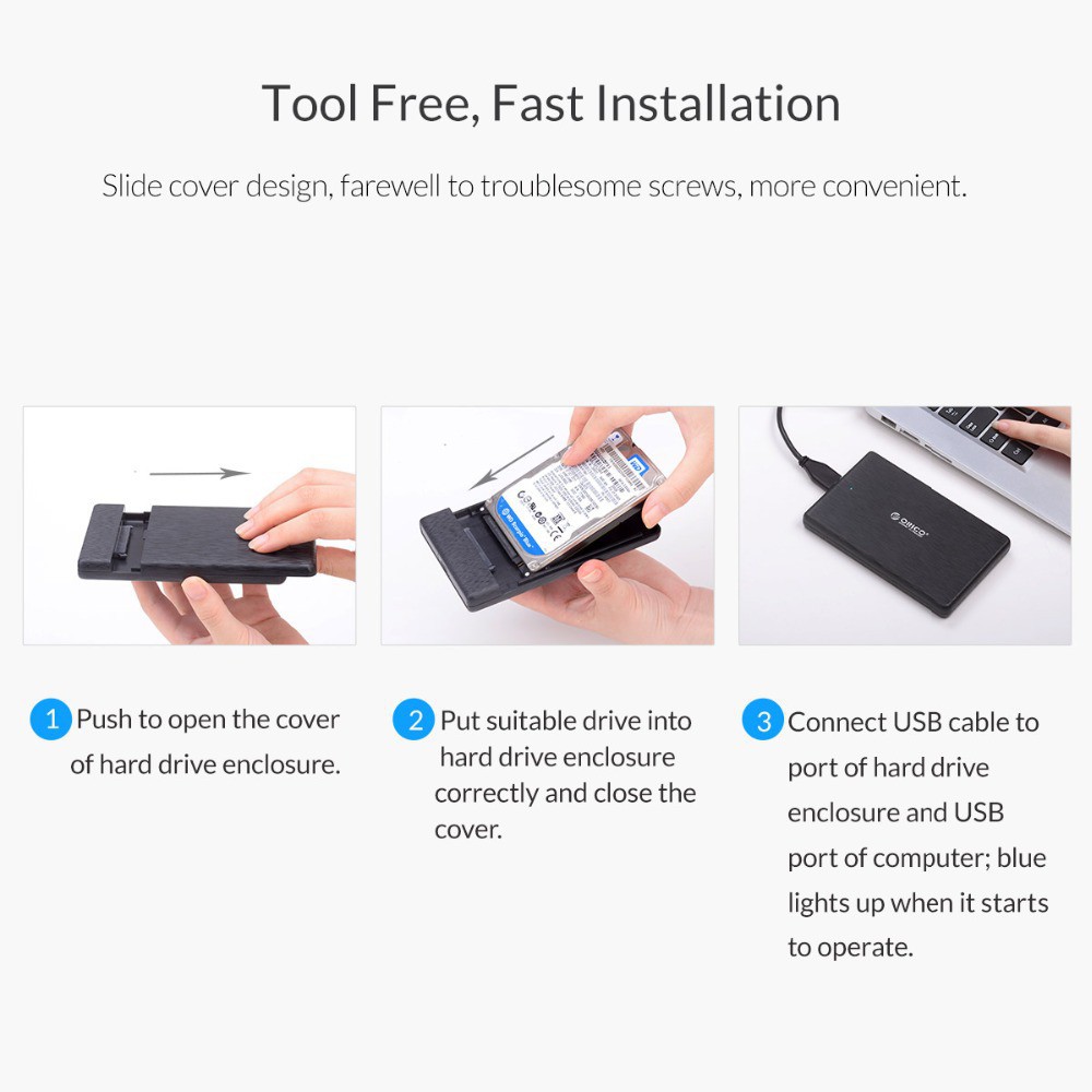 Hộp Đựng Ổ Cứng Di Động HDD SSD ORICO 2578C3-G2 SATA Sang Cổng USB 3.1 Type C Gen 2 10GBPS 4TB 2.5inch | BigBuy360 - bigbuy360.vn