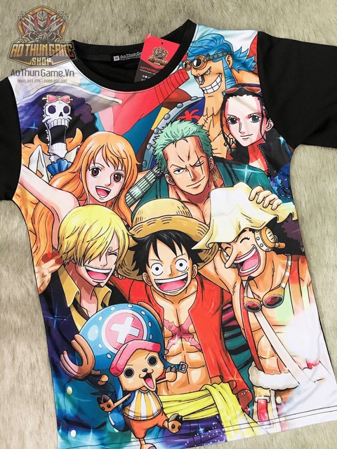 Áo One Piece nhóm Luffy Mũ Rơm v2 mới (3D Đen), áo đảo hải tặc Anime Manga (Shop AoThunGameVn)