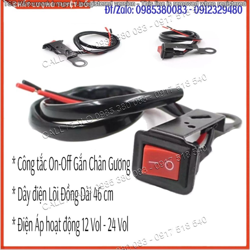 Công Tắc Đèn On Off Kèm Pat Gắn Chân Gương Cho Xe Máy, Xe Điện Dây Dài 46cm