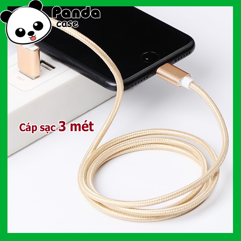 Dây cáp sạc cho IPdài 3 mét – dây dù cao cấp cho tai nghe bluetooth i12,pin dự phòngdây cáp sạc cho IPdài 3 mét