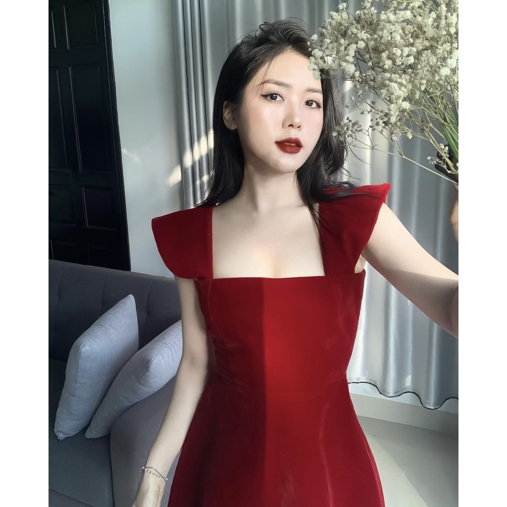 Váy Xòe Nữ Đỏ, Đầm 2 Dây Nữ Cúp Ngực ( Kèm Mút Ngực ) Chất Vải Nhung 2 Lớp Dày Dặn  Xinh Xắn Trẻ Trung Cho Bạn Nữ. | BigBuy360 - bigbuy360.vn