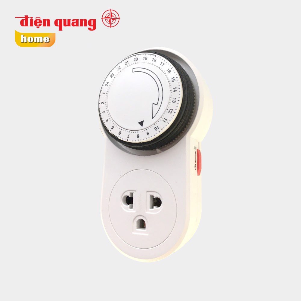 [Hàng chính hãng] Ổ cắm hẹn giờ Điện Quang ĐQ ESK MT03 WR 13 (Điều chỉnh cơ, 1 lỗ - 3 chấu, màu ngẫu nhiên)