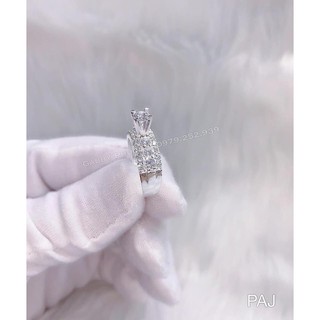 Nhẫn bạc nhô đinh đá Topaz cắt giác