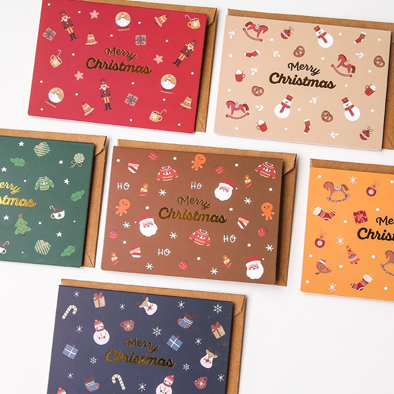 Set 6 thiệp giáng sinh màu đồng kèm phong bì