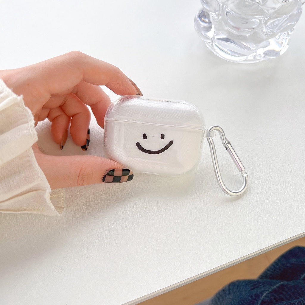 Vỏ Bảo Vệ Hộp Sạc Tai Nghe AirPods Pro2 Trong Suốt Hình Mặt Cười 2022