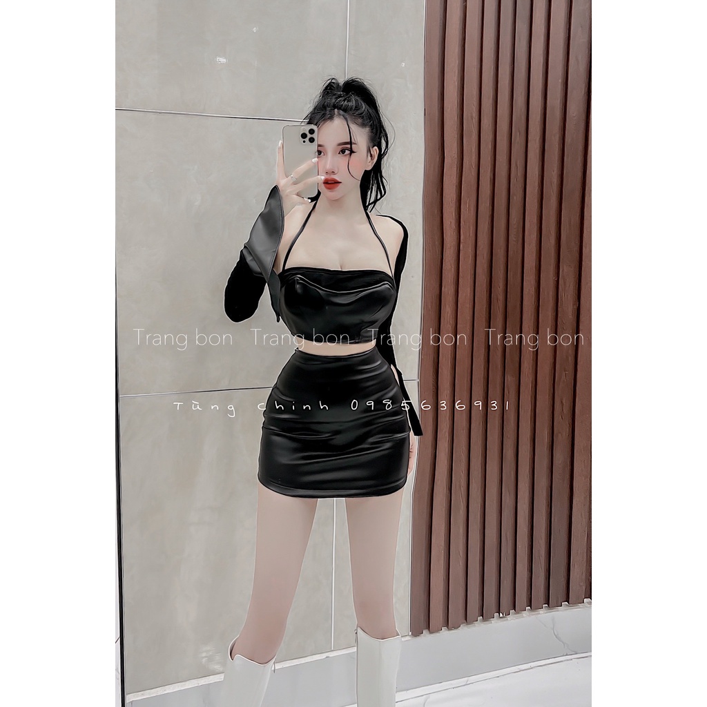 Set áo phối dây-cvay da