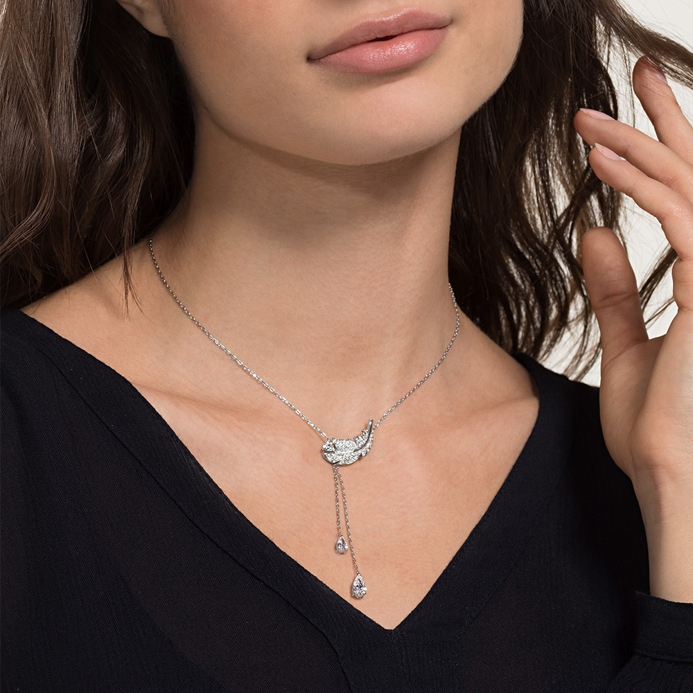 FREE SHIP Dây Chuyền Nữ Swarovski NICE Vòng cổ hình chữ Y với các yếu tố lông vũ Necklace Crystal FASHION cá tính Trang sức trang sức đeo THỜI TRANG