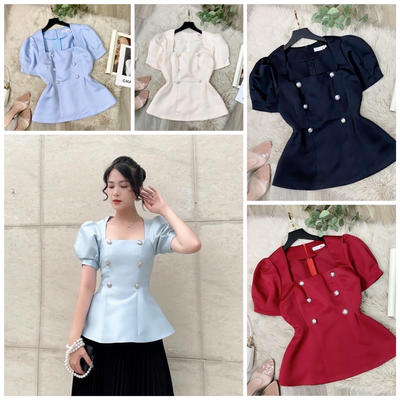 ÁO BIGSIZE NỮ KIỂU PEPLUM 6 NÚT 55 - 90kg