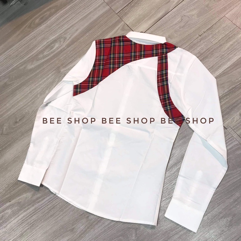 Áo sơ mi phối kẻ Mcq, áo sơ mi nam đẹp thời trang - Bee Shop | BigBuy360 - bigbuy360.vn