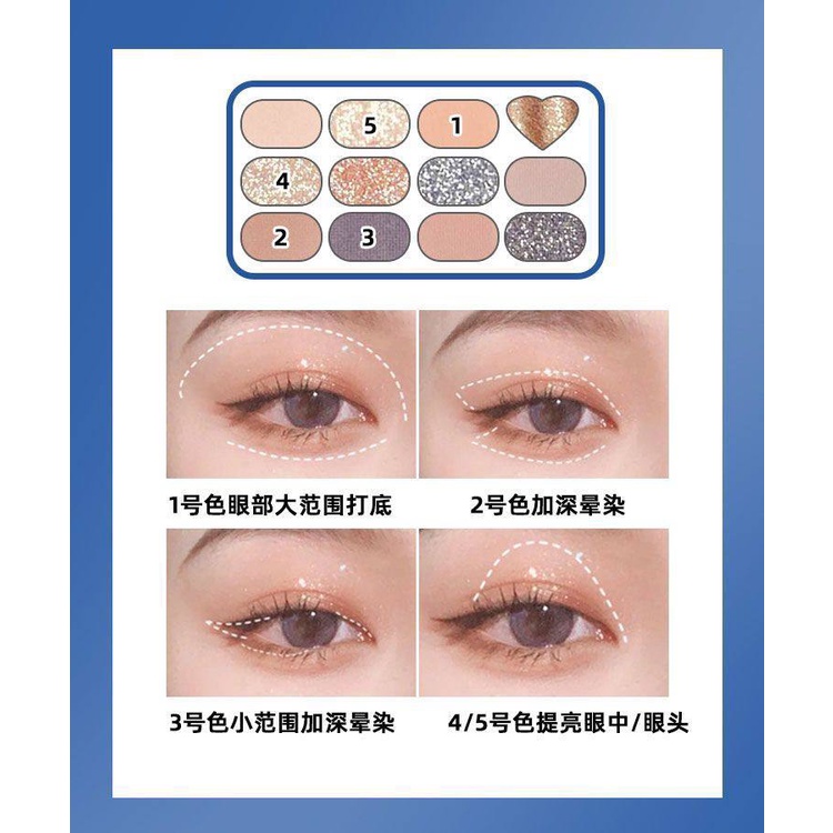 Bảng Phấn Mắt 12 Màu Khói Ánh Ngọc Trai Lâu Trôi Zu Cosmestics