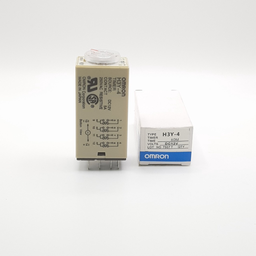 Relay thời Gian H3Y-4, H3Y-4 12V 60M, rơ le thời gian, relay 12v 60 phút, timer hẹn giờ. H3Y-4/H3Y-2
