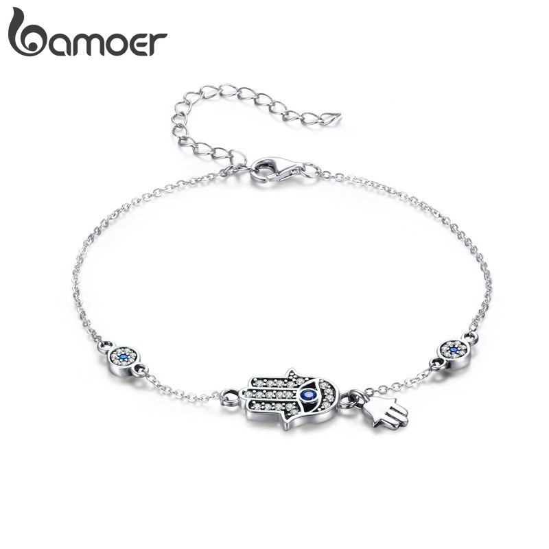 BAMOER Vòng Đeo Tay Xi Bạc 925 HìNh BàN Tay Fatima