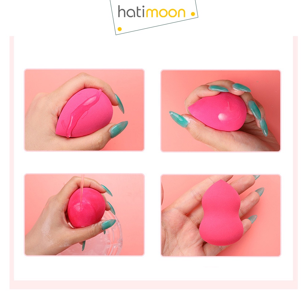 Mút trang điểm, mút tán kem nền, cushion hình giọt nước màu hồng H0024