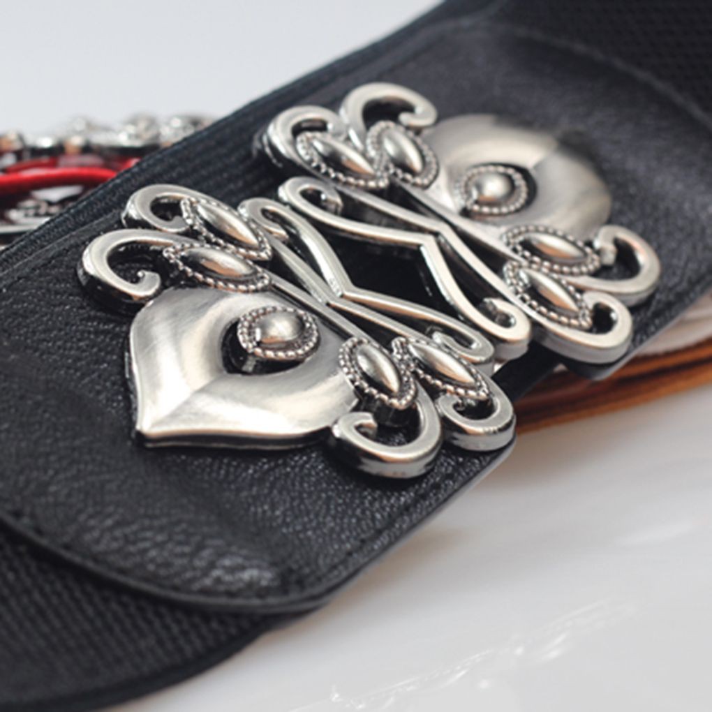 Women Wide Belt Fashion Elastic Stretch Buckle Waistband Dress Vintage Slim Cinch Hollow-out Decor