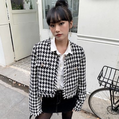 TINGOAN® - Áo khoác tweed croptop caro màu trắng ngà sữa LOVE POEM JACKET/CR PHIÊN BẢN T6.2026