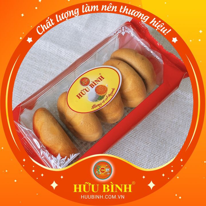 Bánh Nướng Nhân Sữa Dừa - 01 gói 05 chiếc 165g Hữu Bình, Bánh Trung Thu Mini