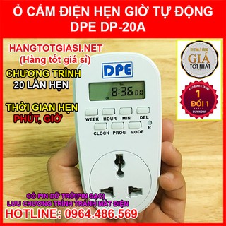 Ổ cắm điện hẹn giờ 220V DPE DP-20A bật tắt thiết bị điện tự động
