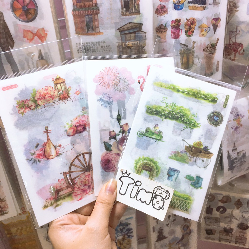 Set 6 Tấm Sticker Nhiều Chủ Đề Khác Nhau Siêu Đẹp Độc Đáo Hình Dán Làm Sổ Tay Trang Trí Góc Học Tập Xinh Bullet Journal