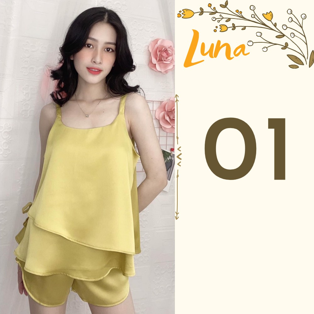 Bộ đồ ngủ lụa 2 dây mặc nhà bigsize lụa satin cao cấp thoáng mát LUNA dưới 75kg | BigBuy360 - bigbuy360.vn