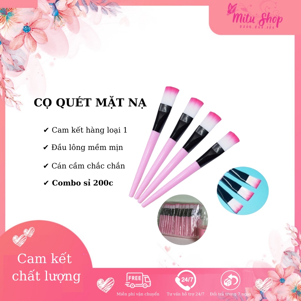 [Rẻ Vô Địch] Combo 200c cọ đắp mặt nạ ⚡ Hàng loại 1 bao đẹp, đầu cọ mềm mịn, chắc chắn, cán hồng